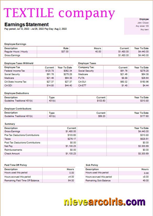 textile company payroll